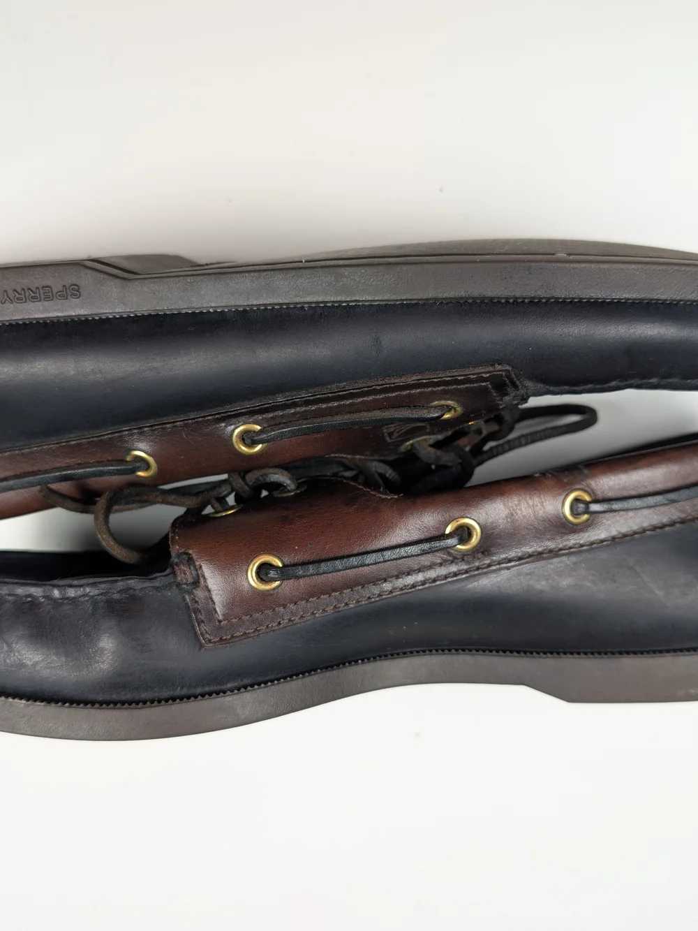 Sperry Top-Sider Original 2-Eye Boat Shoes Black Brown Leather Men 11 S